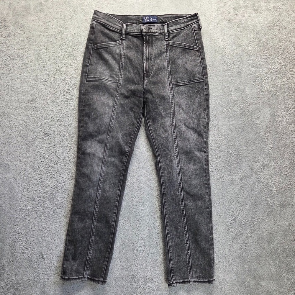 Gap Jeans Womens 8 Black Soft Vintage Slim Straight High Rise Denim‎